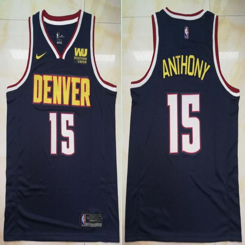 Personalized Nuggets 15 Carmelo Anthony Navy Swingman Jersey