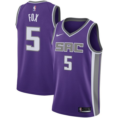 Personalized Kings 5 De’Aaron Fox Purple Swingman Jersey
