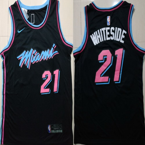 Personalized Heat 21 Hassan Whiteside Black 2018-19 City Edition Swingman Jersey
