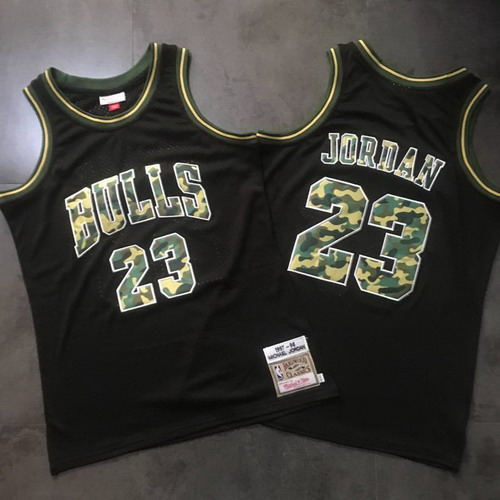 Personalized Bulls 23 Michael Jordan Black Camo 1997-98 Hardwood Classics Jersey