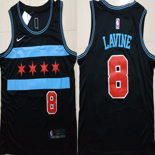 Personalized Bulls 8 Zach Lavine Black 2018-19 City Edition Swingman Jersey