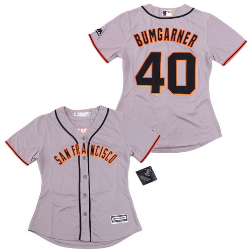 Personalized Women Giants 40 Madison Bumgarner Gray Women Cool Base Jersey
