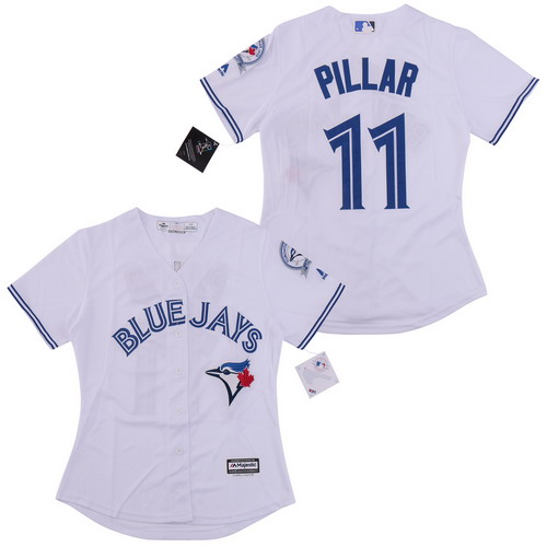 Personalized Women Blue Jays 11 Kevin Pillar White Women Cool Base Jersey