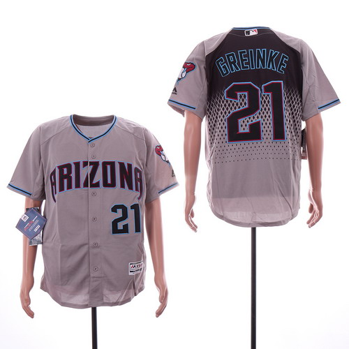 Personalized Diamondbacks 21 Zack Greinke Gray Teal Flexbase Jersey