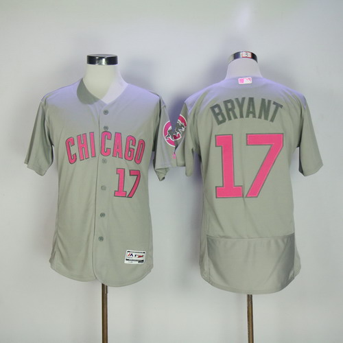 Personalized Cubs 17 Kris Bryant Gray Mother’s Day Flexbase Jersey