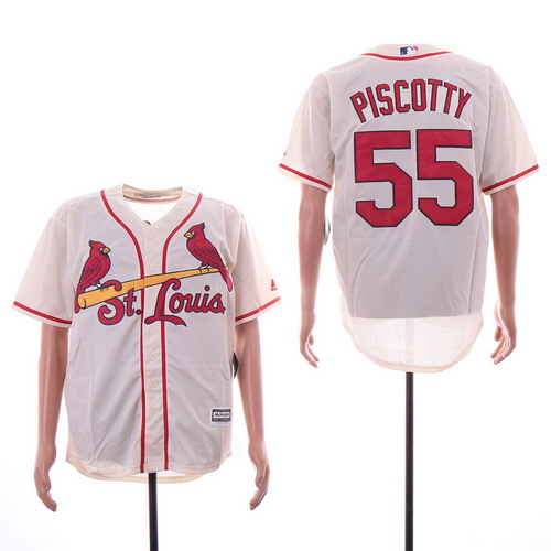 Personalized Cardinals 55 Stephen Piscotty Cream Cool Base Jersey