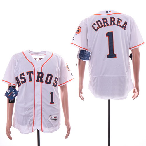 Personalized Astros 1 Carlos Correa White Flexbase Jersey