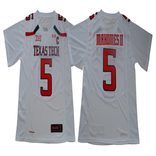 Personalized Texas Tech Red Raiders 5 Patrick Mahomes White With C Patch College Football Jersey