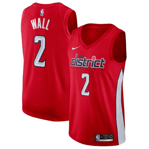 Personalized Wizards #2 John Wall Red NBA Swingman Earned Edition Jersey