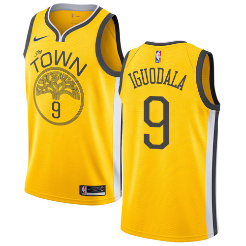 Personalized Warriors #9 Andre Iguodala Gold NBA Swingman Earned Edition Jersey
