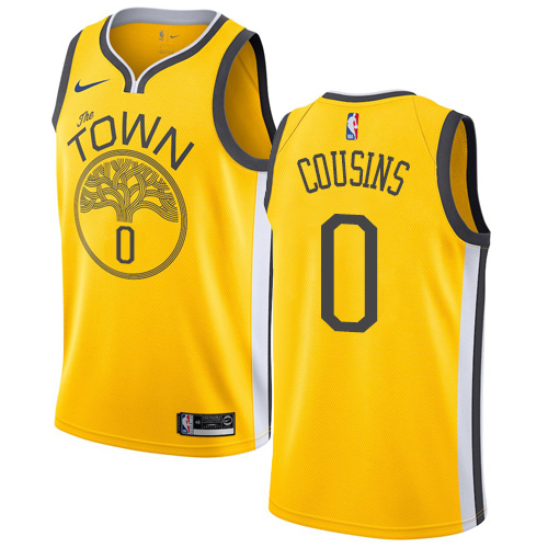 Personalized Warriors #0 DeMarcus Cousins Gold NBA Swingman Earned Edition Jersey