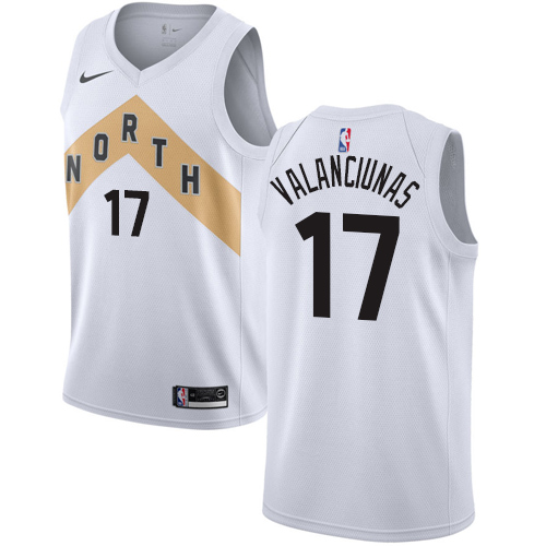 Personalized Raptors #17 Jonas Valanciunas White NBA Swingman City Edition 2018 19 Jersey