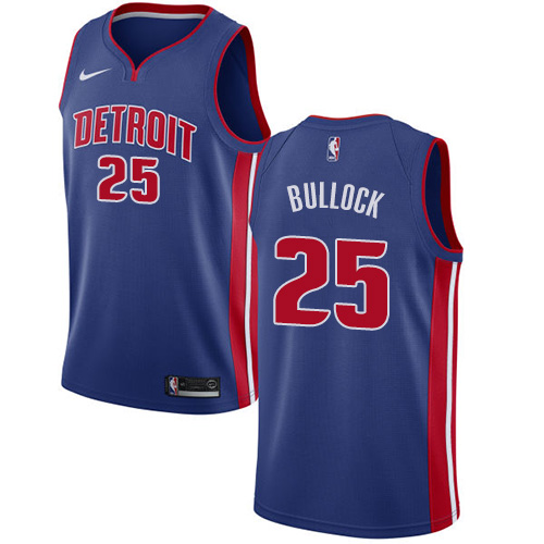 Personalized Pistons #25 Reggie Bullock Blue NBA Swingman Icon Edition Jersey