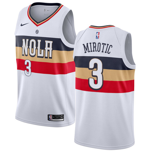 Personalized Pelicans #3 Nikola Mirotic White NBA Swingman Earned Edition Jersey