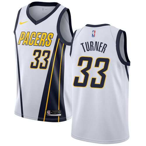 Personalized Pacers #33 Myles Turner White NBA Swingman Earned Edition Jersey