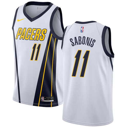 Personalized Pacers #11 Domantas Sabonis White NBA Swingman Earned Edition Jersey