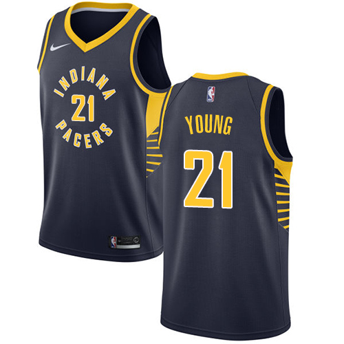 Personalized Pacers #21 Thaddeus Young Navy Blue NBA Swingman Icon Edition Jersey