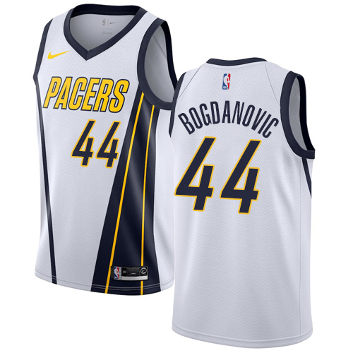 Personalized Pacers #44 Bojan Bogdanovic White NBA Swingman Earned Edition Jersey