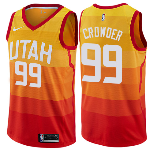 Personalized Jazz #99 Jae Crowder Orange NBA Swingman City Edition Jersey