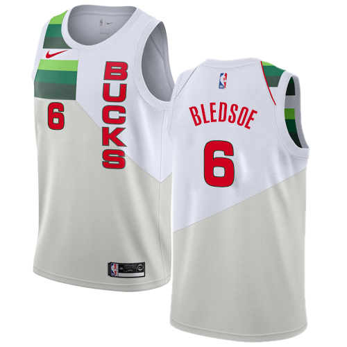 Personalized Bucks #6 Eric Bledsoe White NBA Swingman Earned Edition Jersey