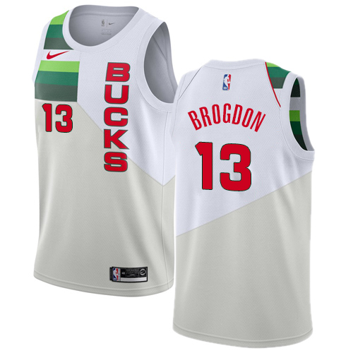 Personalized Bucks #13 Malcolm Brogdon White NBA Swingman Earned Edition Jersey