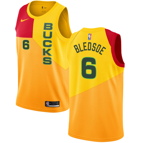 Personalized Bucks #6 Eric Bledsoe Yellow NBA Swingman City Edition 2018 19 Jersey