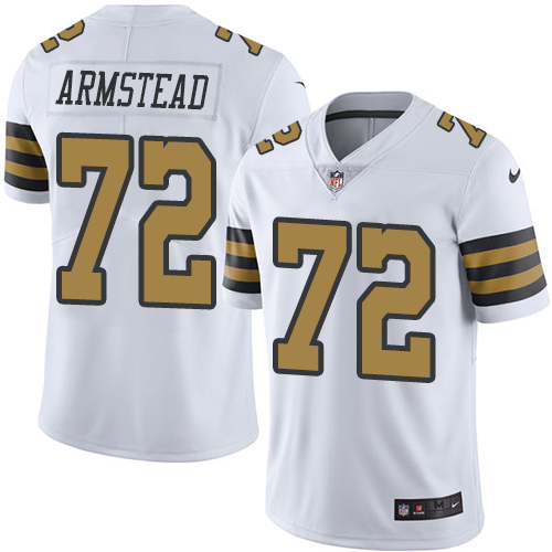 Personalized Saints #72 Terron Armstead White Men’s Stitched NFL Limited Rush Jersey