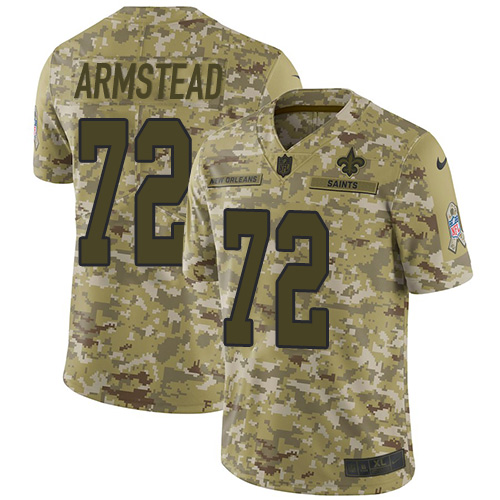Personalized Saints #72 Terron Armstead Camo Men’s Stitched NFL Limited 2018 Salute To Service Jersey