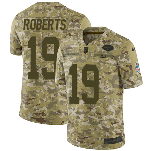 Personalized Jets #19 Andre Roberts Camo Men’s Stitched NFL Limited 2018 Salute To Service Jersey