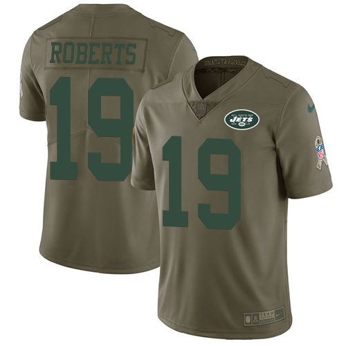 Personalized Jets #19 Andre Roberts Olive Men’s Stitched NFL Limited 2017 Salute to Service Jersey