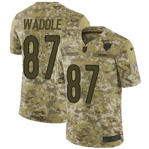 Personalized Bears #87 Tom Waddle Camo Men’s Stitched NFL Limited 2018 Salute To Service Jersey
