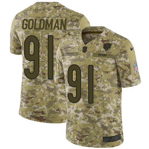 Personalized Bears #91 Eddie Goldman Camo Men’s Stitched NFL Limited 2018 Salute To Service Jersey