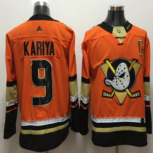 Personalized Ducks #9 Paul Kariya Orange Authentic Stitched NHL Jersey