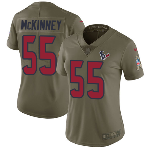 Personalized Texans #55 Benardrick McKinney Olive Women’s Stitched NFL Limited 2017 Salute to Service Jersey