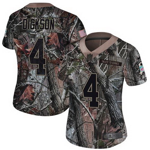 Personalized Seahawks #4 Michael Dickson Camo Women’s Stitched NFL Limited Rush Realtree Jersey