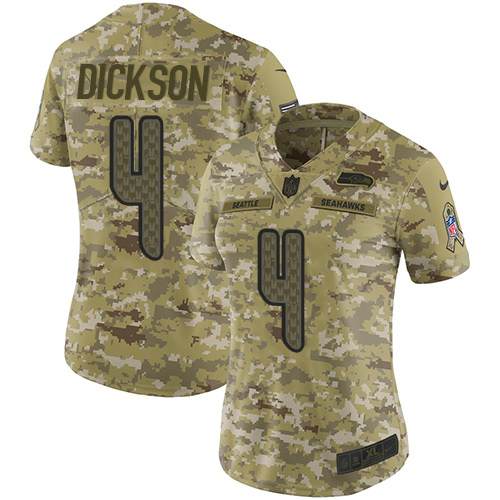 Personalized Seahawks #4 Michael Dickson Camo Women’s Stitched NFL Limited 2018 Salute to Service Jersey
