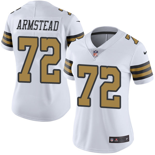 Personalized Saints #72 Terron Armstead White Women’s Stitched NFL Limited Rush Jersey
