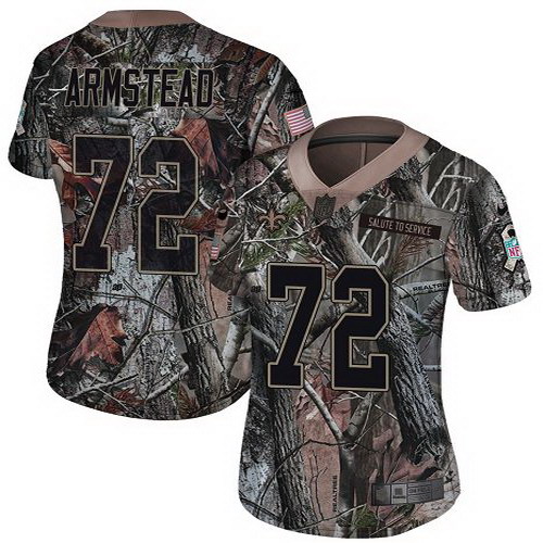Personalized Saints #72 Terron Armstead Camo Women’s Stitched NFL Limited Rush Realtree Jersey