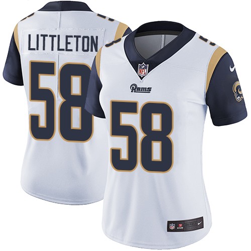 Personalized Rams #58 Cory Littleton White Women’s Stitched NFL Untouchable Limited Jersey