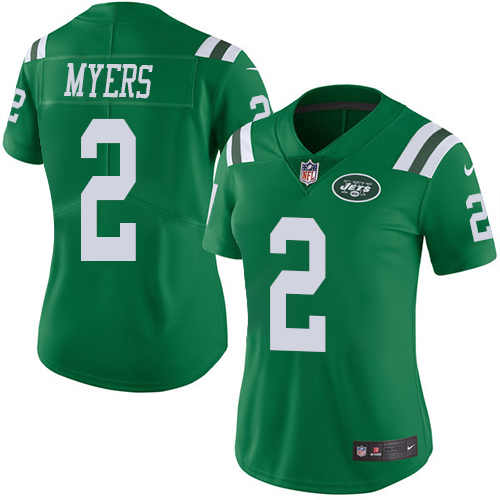 Personalized Jets #2 Jason Myers Green Women’s Stitched NFL Limited Rush Jersey