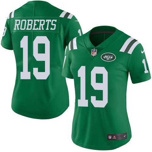 Personalized Jets #19 Andre Roberts Green Women’s Stitched NFL Limited Rush Jersey