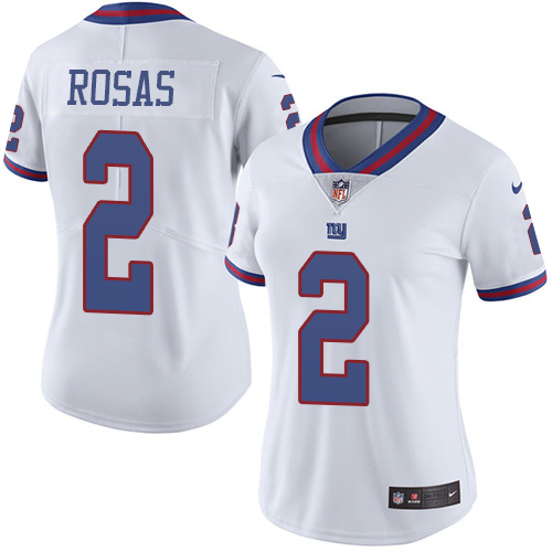 Personalized Giants #2 Aldrick Rosas White Women’s Stitched NFL Limited Rush Jersey