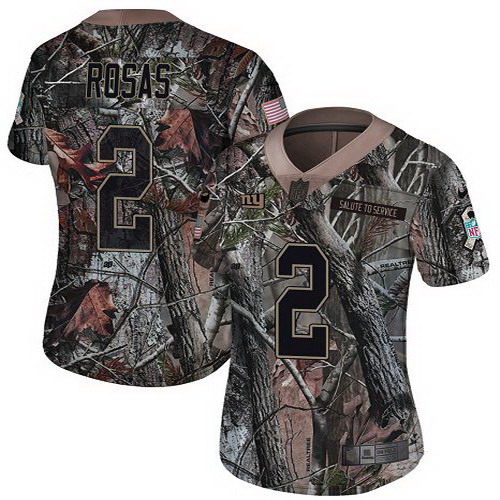 Personalized Giants #2 Aldrick Rosas Camo Women’s Stitched NFL Limited Rush Realtree Jersey