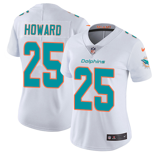 Personalized Dolphins #25 Xavien Howard White Women’s Stitched NFL Untouchable Limited Jersey