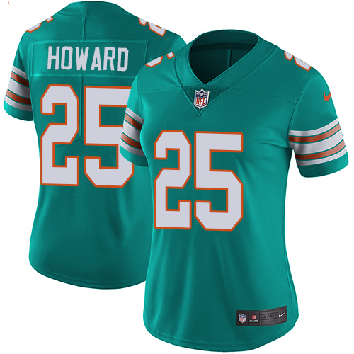 Personalized Dolphins #25 Xavien Howard Aqua Green Alternate Women’s Stitched NFL Untouchable Limited Jersey