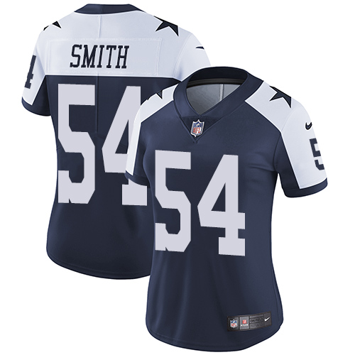 Personalized Cowboys #54 Jaylon Smith Navy Blue Thanksgiving Women’s Stitched NFL Untouchable Limited Throwback Jersey