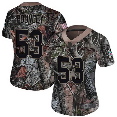 Personalized Chargers #53 Mike Pouncey Camo Women’s Stitched NFL Limited Rush Realtree Jersey