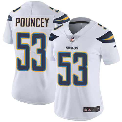 Personalized Chargers #53 Mike Pouncey White Women’s Stitched NFL Untouchable Limited Jersey