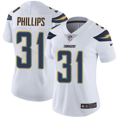 Personalized Chargers #31 Adrian Phillips White Women’s Stitched NFL Untouchable Limited Jersey
