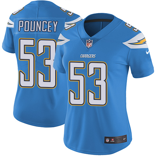 Personalized Chargers #53 Mike Pouncey Electric Blue Alternate Women’s Stitched NFL Untouchable Limited Jersey